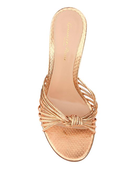 Gianvito Rossi Pink Leather Malã¨ Mules