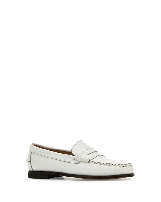 Sebago White Leather Danielle Pop Loafers