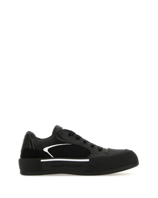 Alexander McQueen Black Nylon And Leather Plimsoll Sneakers for men