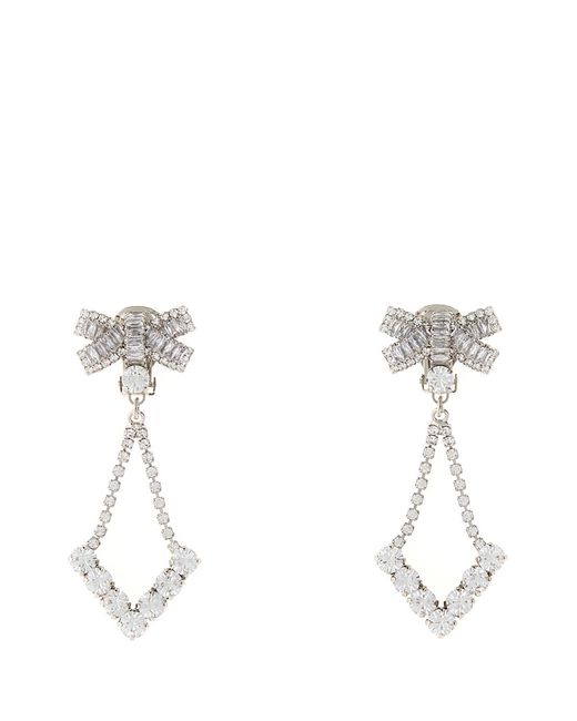 Alessandra Rich Multicolor Crystal Earrings With Bow And Pendant