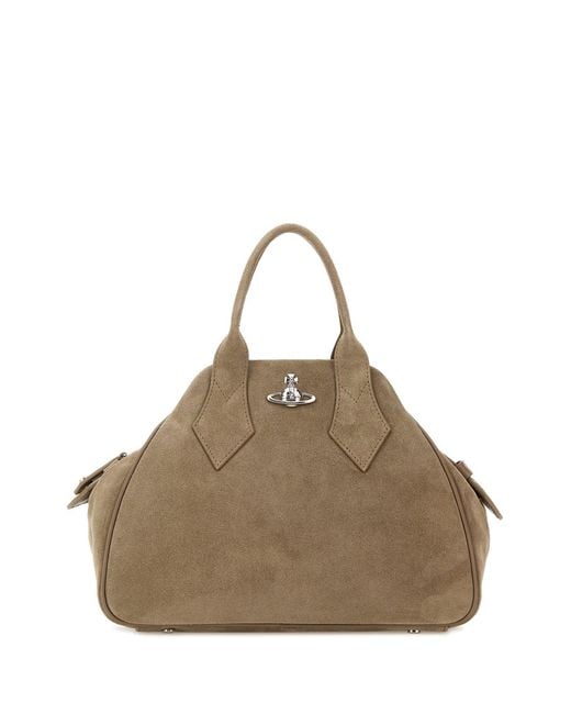 Vivienne Westwood Natural Dove Grey Suede Medium Yasmine Handbag