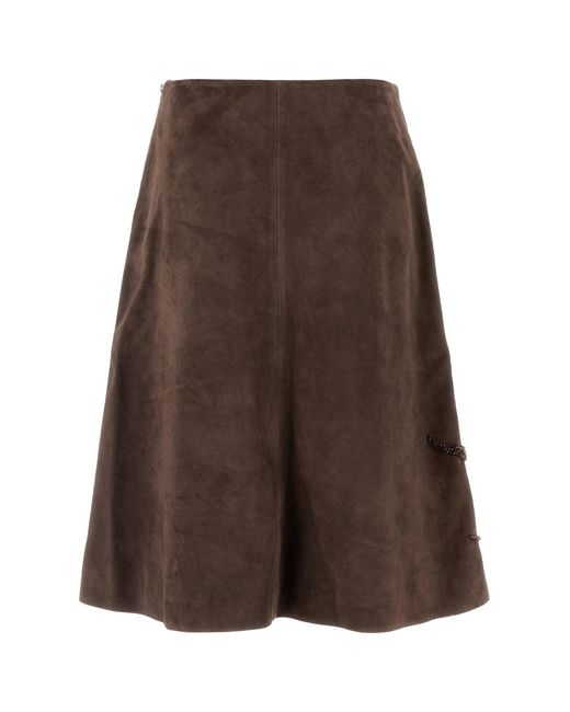 16Arlington Brown Suede Skirt