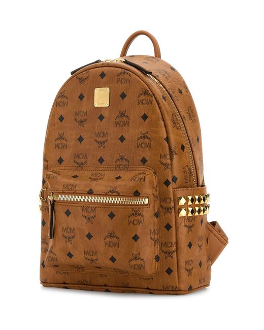 MCM Brown Printed Canvas Small Stark Backpack