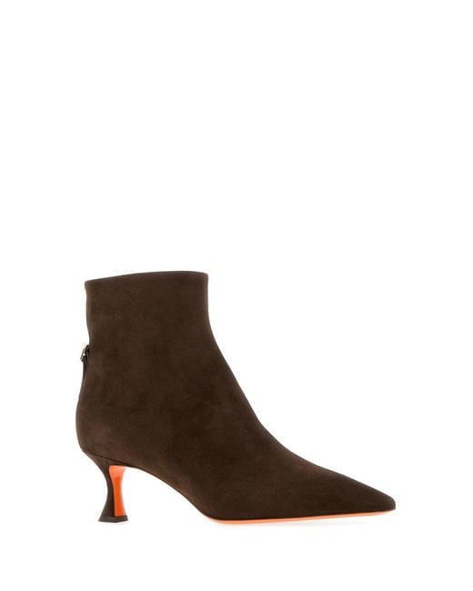 Santoni Brown Suede Giulie Ankle Boots