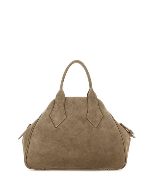 Vivienne Westwood Natural Dove Grey Suede Medium Yasmine Handbag