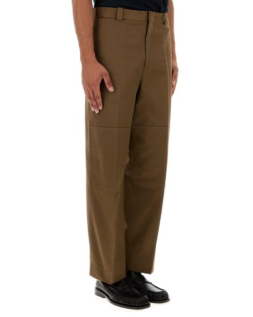 Pantalone in twill marrone di Jil Sander in Natural da Uomo