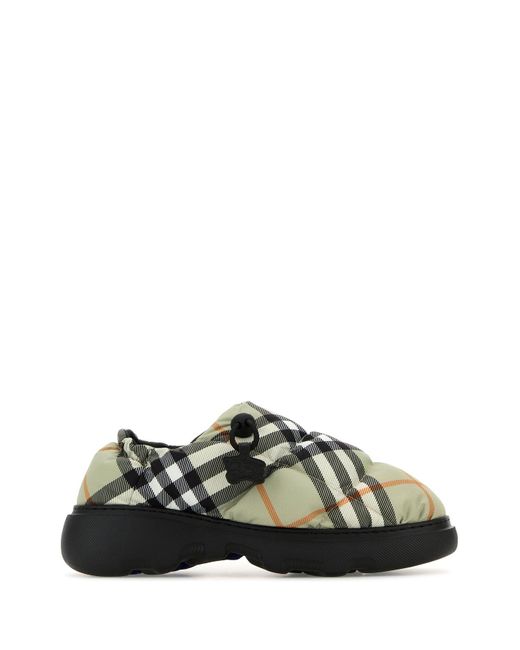 Burberry Black Printed Fabric Pillow Check Slip Ons