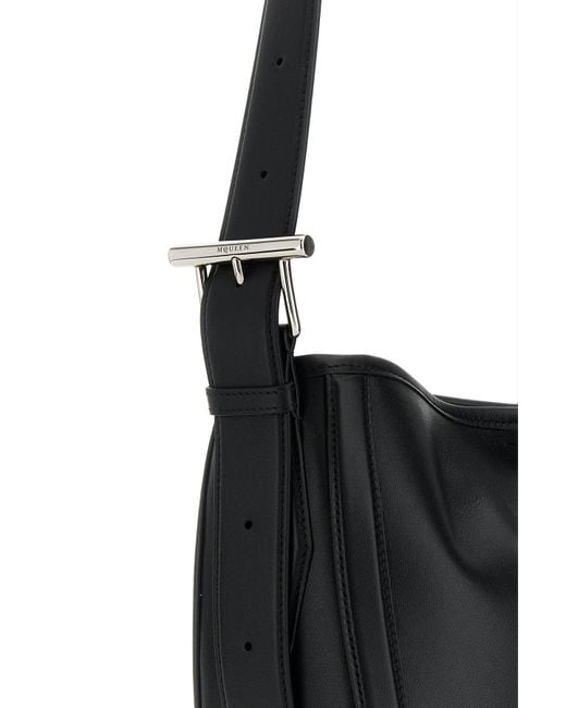 Borsa a spalla in pelle nera di Alexander McQueen in Black