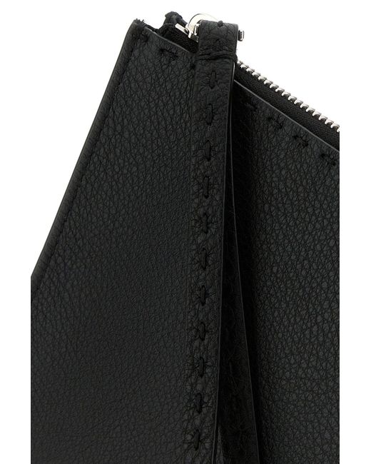 Clutch in pelle nera di Fendi in Black da Uomo