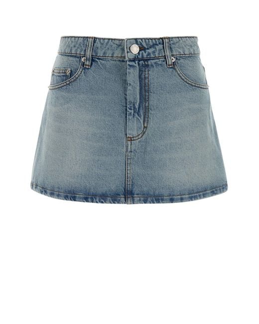 AMI Blue Denim Mini Skirt