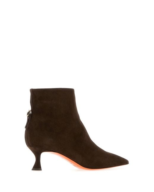 Santoni Brown Suede Giulie Ankle Boots