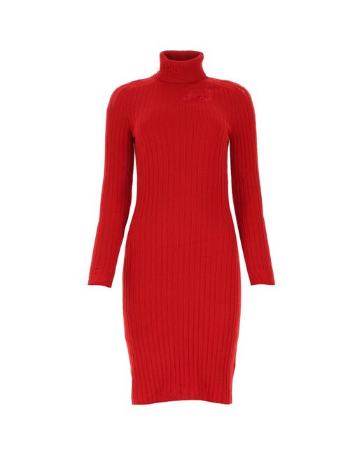 red wool dress