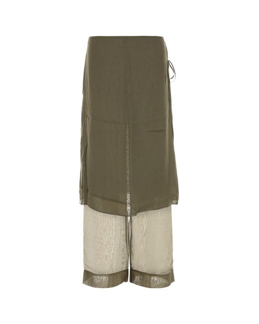 Paloma Wool Olive Green Silk Archive Pant-skirt