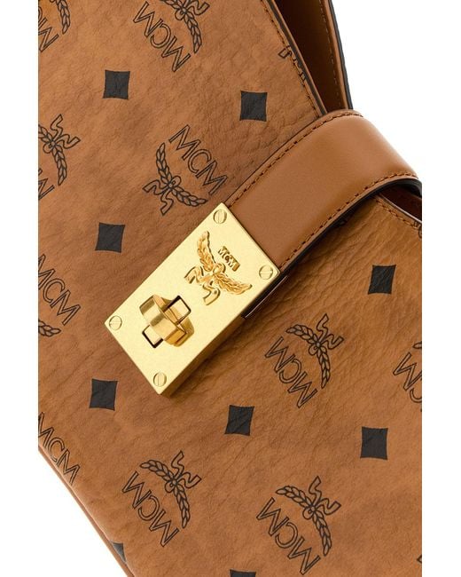 MCM Brown Printed Canvas Tracy Crossbody Bag
