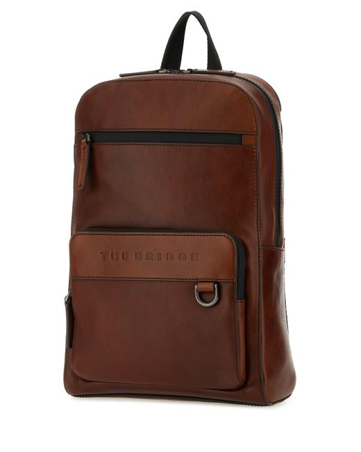 Zaino Damiano piccolo in pelle marrone di The Bridge in Brown