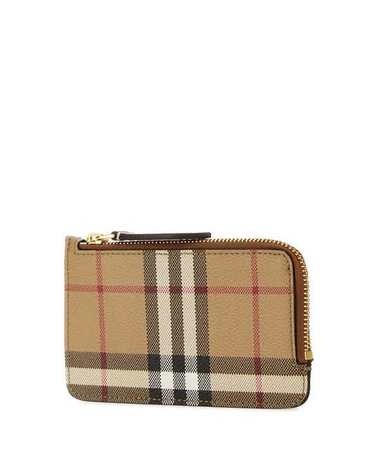 Burberry Brown Checked Motif Card Holder