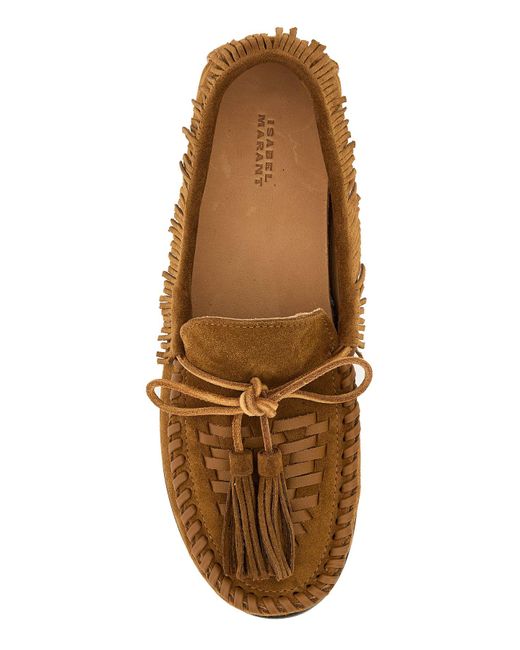Mocassini Fitza in pelle scamosciata cammello di Isabel Marant in Brown