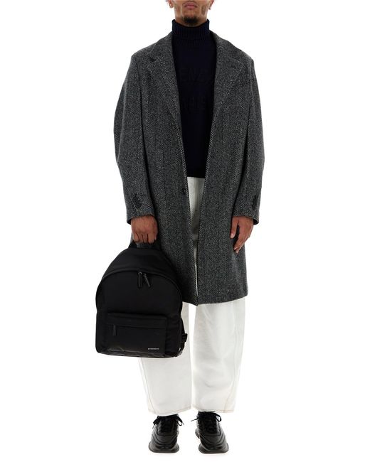Givenchy Black Embroidered Wool Blend Coat for men