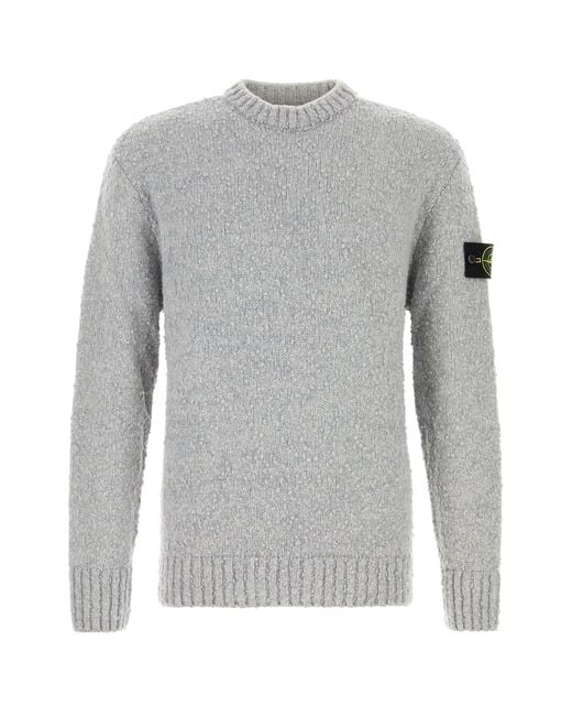 Stone Island Gray Light Grey Wool Blend Sweater for men