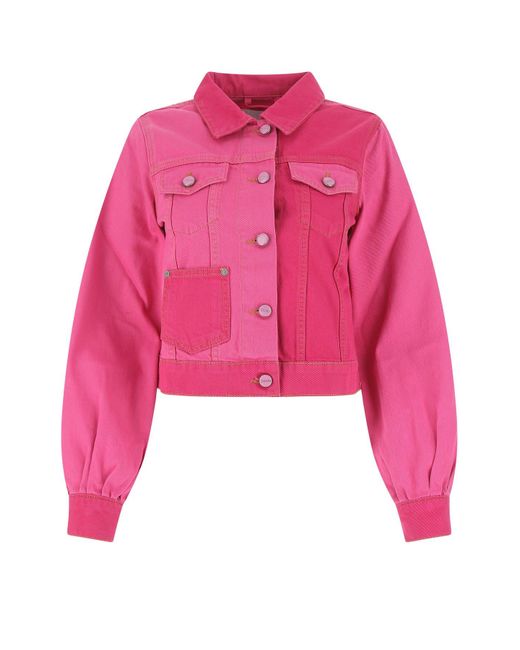 Ganni Fuchsia Denim Camy Jacket in Pink | Lyst