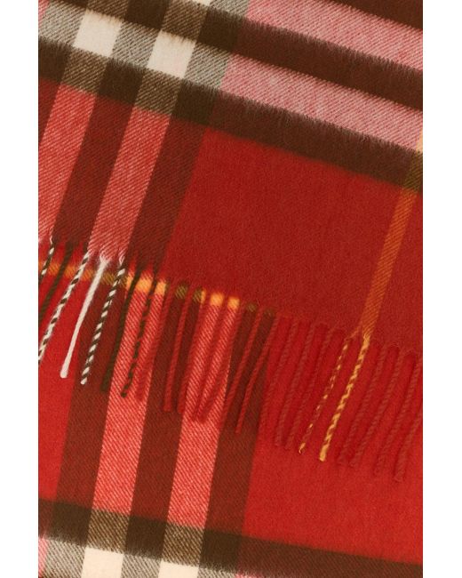 Sciarpa in cashmere ricamato di Burberry in Red