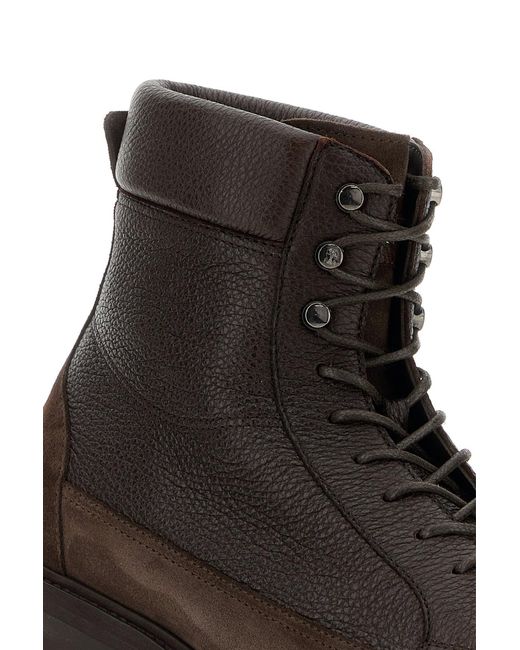 Brunello Cucinelli Brown Leather And Suede Ankle Boots for men