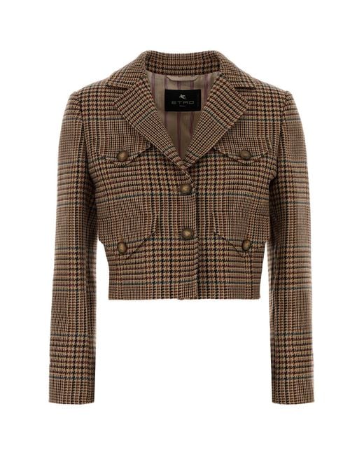 Etro Brown Embroidered Wool Blazer
