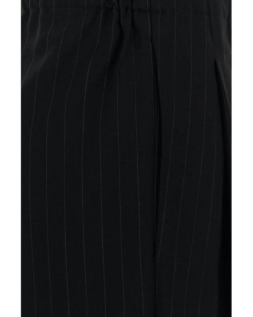 PT Torino Black Embroidered Stretch Wool Benedetta Wide-leg Pant