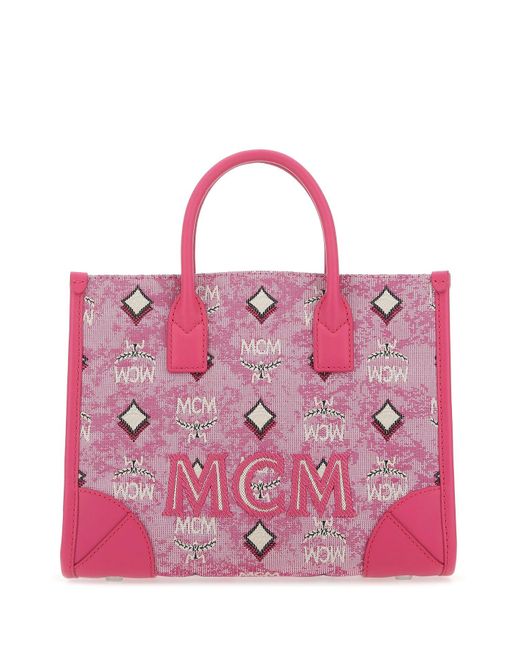 MCM Leather Embroidered Fabric Crossbody Bag in Pink Lyst