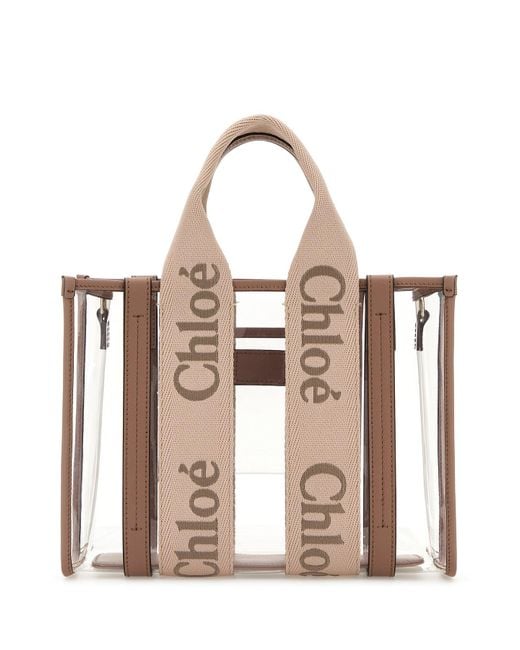 Borsa shopping Woody piccola bicolor in gomma e pelle di Chloé in Multicolor