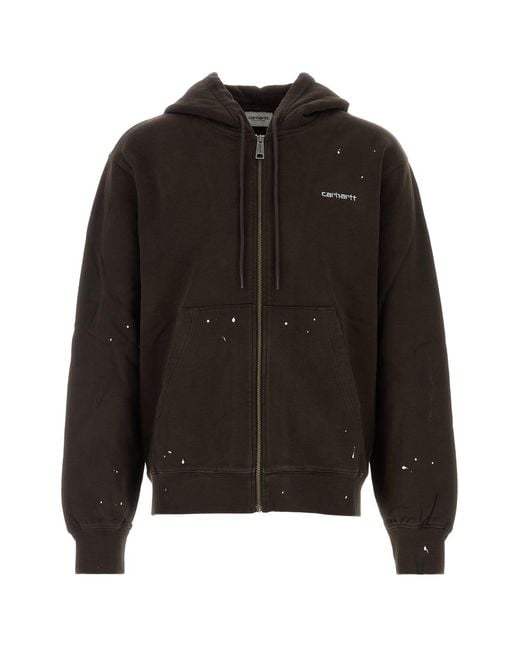 Carhartt Black Dark Brown Cotton Hooded Painter Jacket for men
