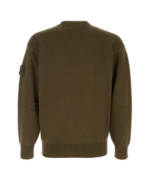 Stone Island Green Cotton Blend Sweater for men