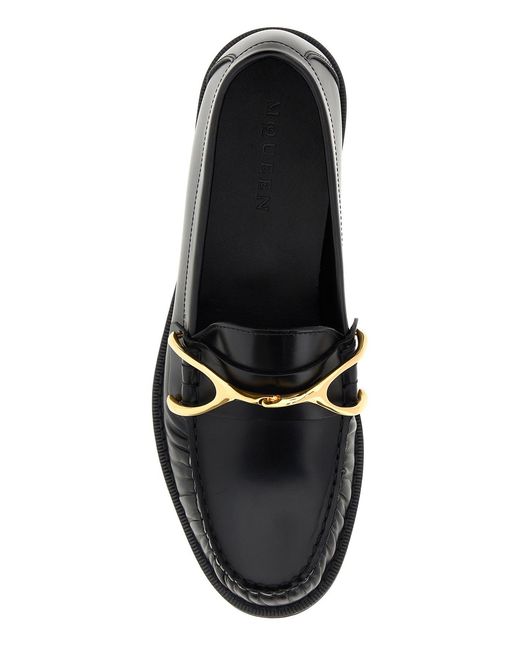 McQueen Black Leather Wishbone Loafers for men