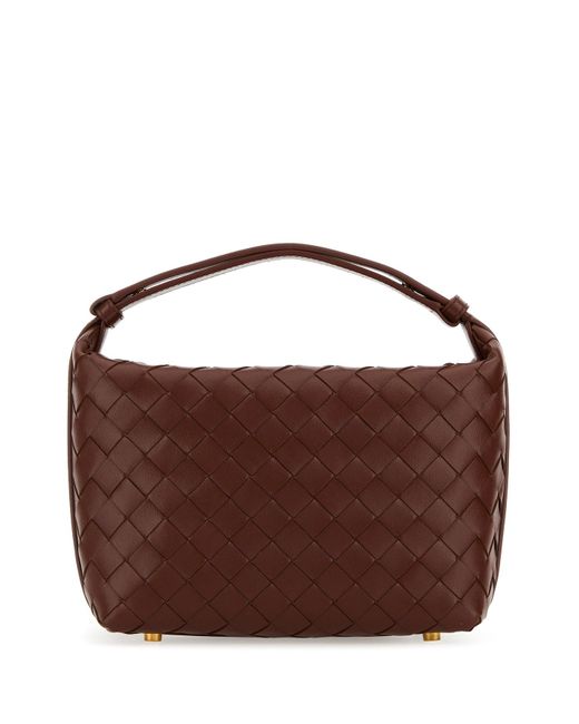 Borsa a mano Wallace mini in nappa mattone di Bottega Veneta in Brown