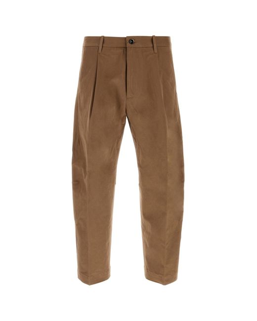 Nine:inthe:morning Natural Brown Stretch Cotton Giulio Pant for men