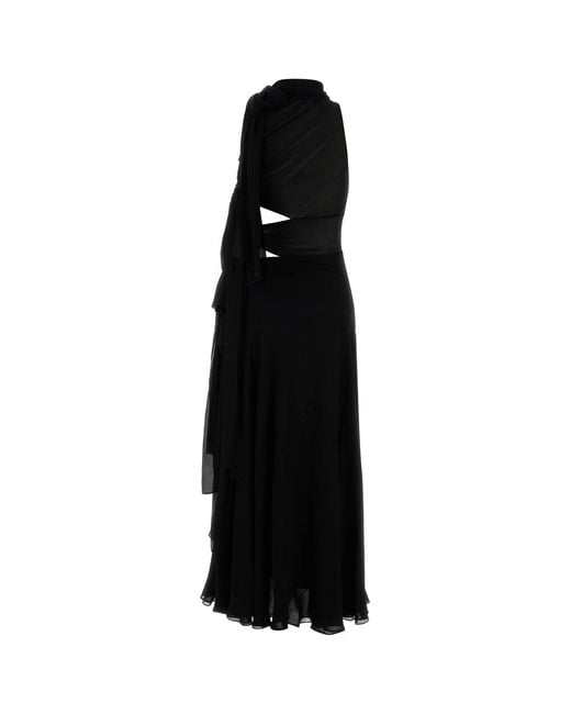 Alaïa Black Georgette Long Dress