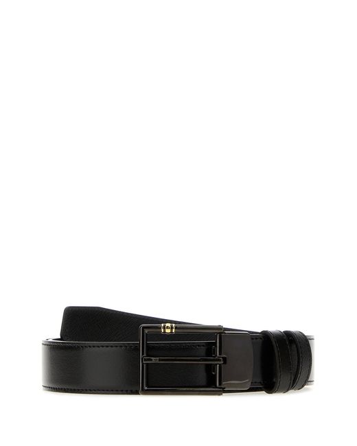 Montblanc Black Leather Reversible Belt for men