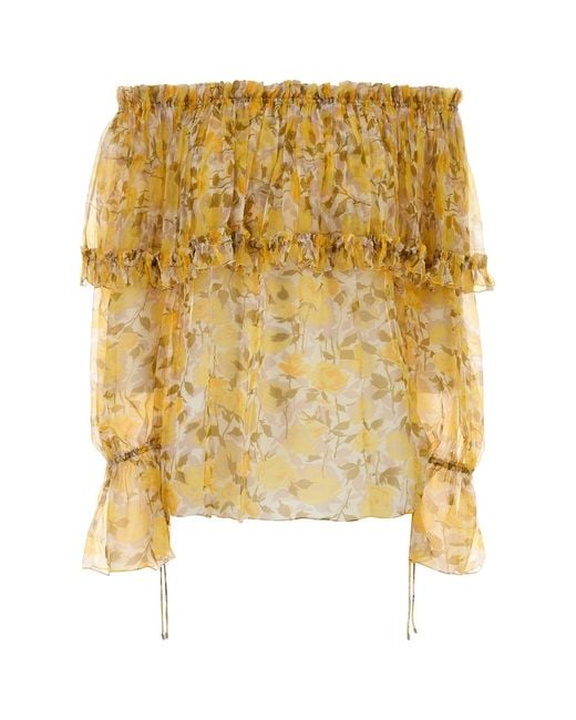Chloé Yellow Printed Crepe Blouse