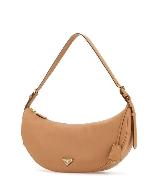 Borsa a tracolla Demi-lune grande in pelle pesca di Prada in White