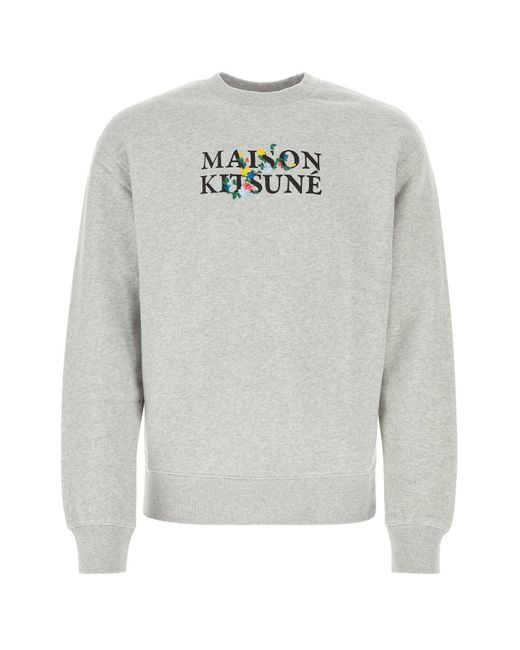 Maison Kitsuné Gray Melange Cotton Sweatshirt for men