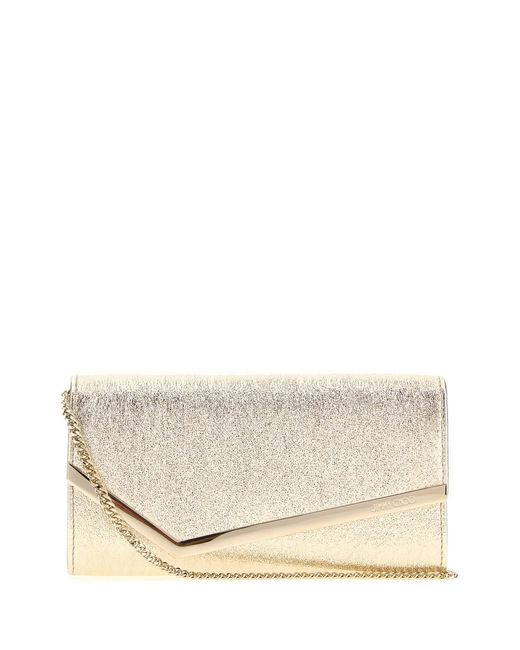 Jimmy Choo Fabric Emmie Clutch in Natural | Lyst UK