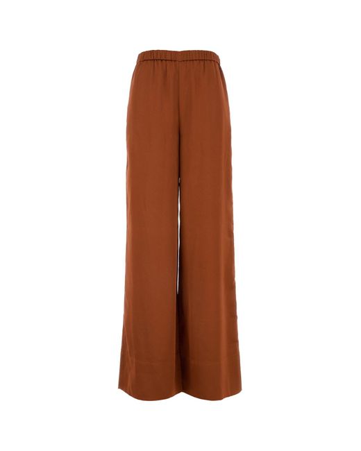 THE NINA STUDIO Brown Chocolate Stretch Satin Wide-leg Pant