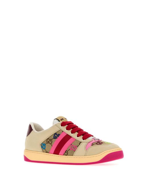 Sneakers multicolor in tessuto e pelle di Gucci in Pink