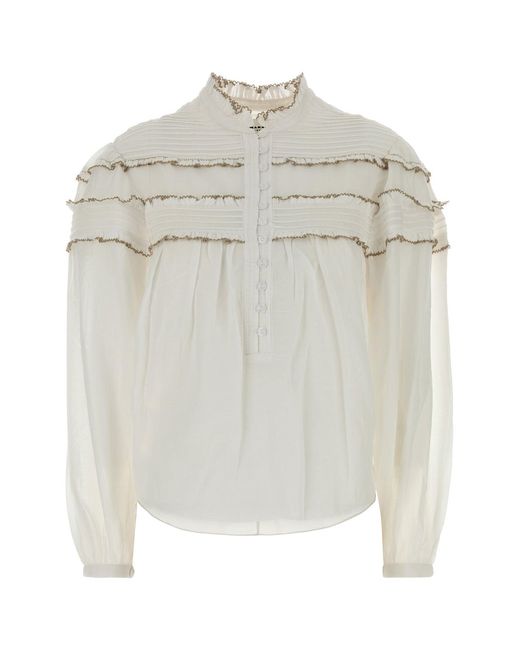 Isabel Marant White Cotton Blend Doane Blouse