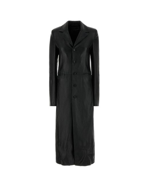 Balenciaga Black Leather Coat