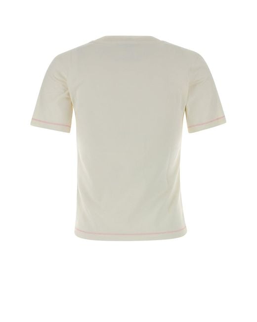 Ganni White Ivory Stretch Cotton T-shirt