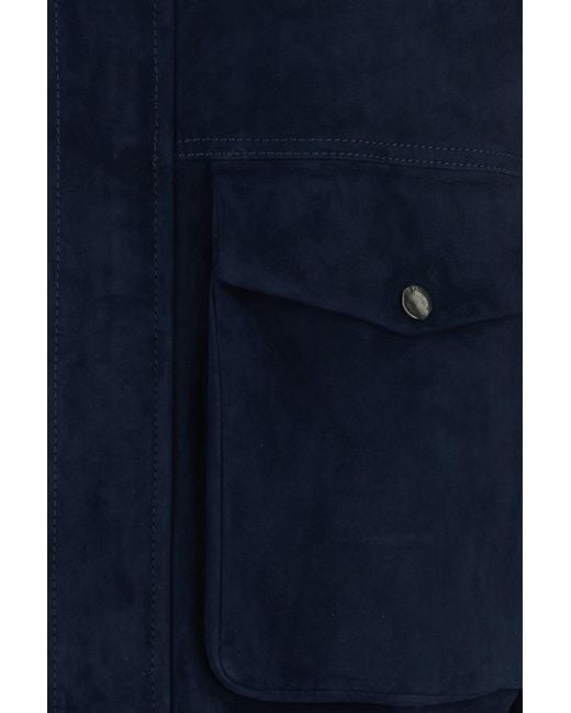 SANTORO Navy Blue Suede Jacket