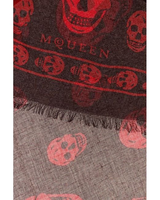 McQueen Red Printed Modal Blend Foulard for men