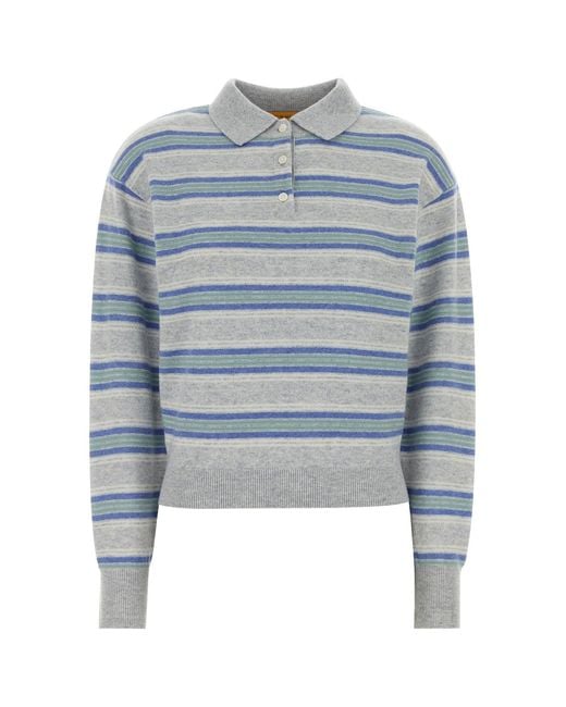 Guest In Residence Blue Embroidered Cashmere Collegiate Polo Shirt