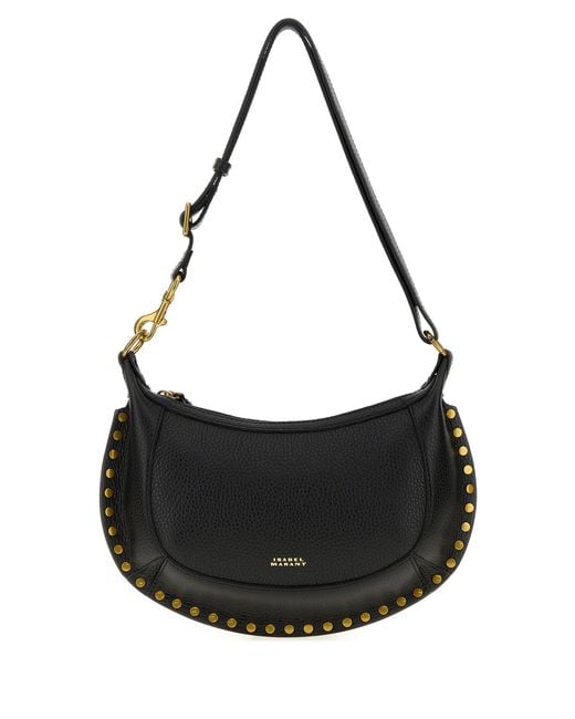 Isabel Marant Black Leather Oskan Moon Crossbody Bag